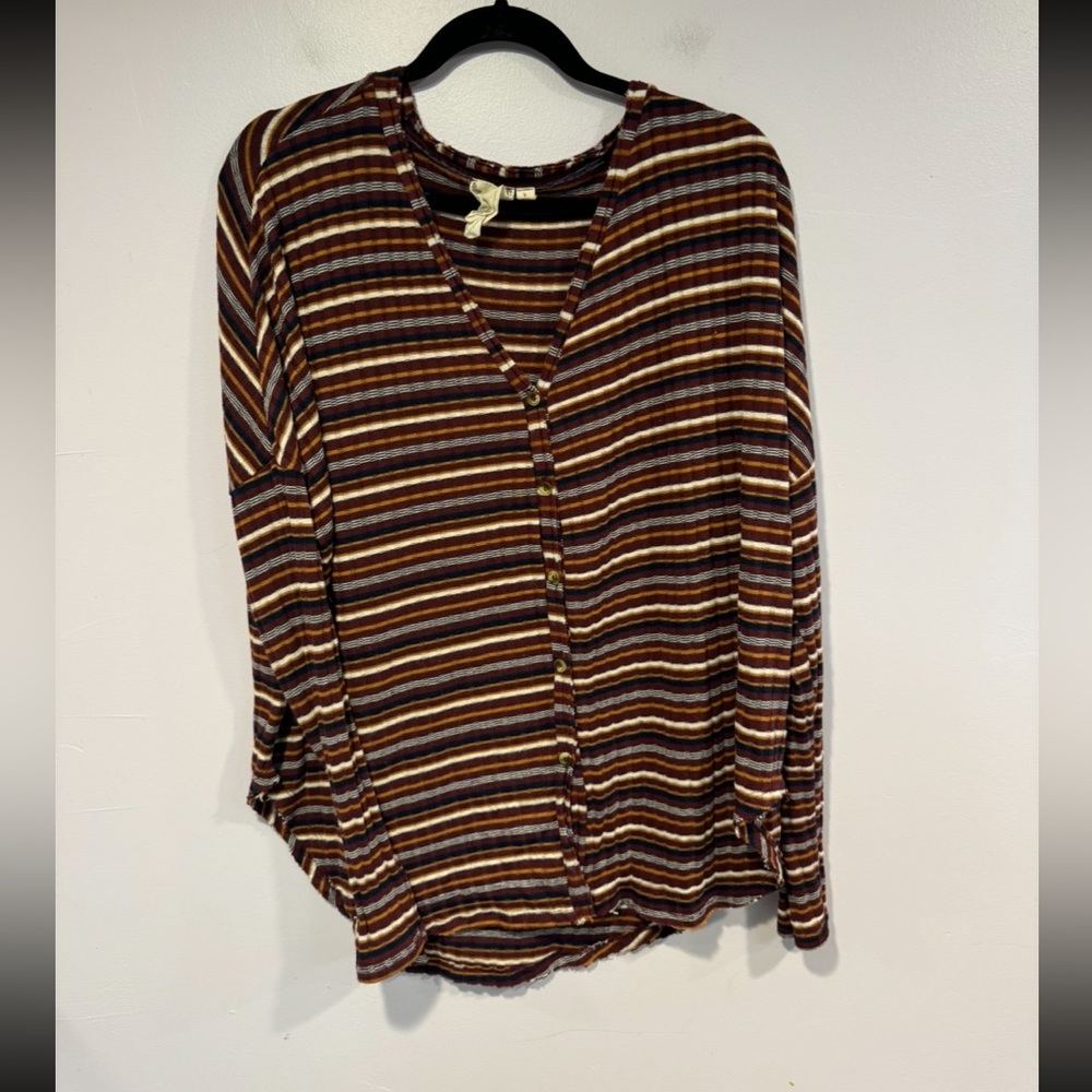 Blu Pepper boutique fall stripe‎ button down lightweight sweater